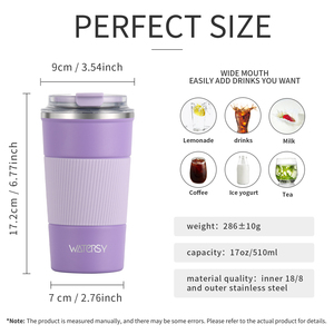 NOVEDAD DE VERANO 2025, botella de oficina acuosa, vaso de café y té de acero inoxidable de 510ml, tazas aisladas al vacío de Color personalizado para senderismo - Product Image 4