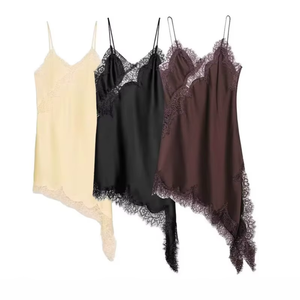 Artículos populares <span class=keywords><strong>ahora</strong></span> 2026 otoño ropa de mujer nueva moda encaje asimétrico vestido Retro tirantes Sexy elegante Mini vestido femenino - Product Image 1