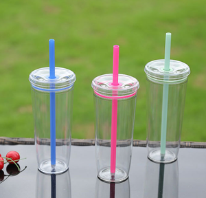 2026 Luxury Plastic Tumbler with Straw Wholesale Custom Logo Transparent Water Bottle <b>Reusable</b> Juice <b>Cup</b> Clear Travel Mug - Product Image 2