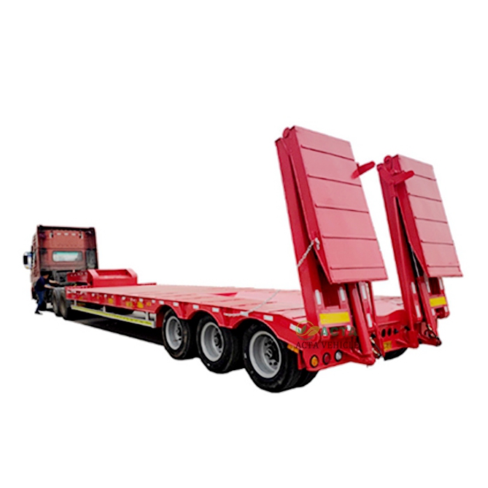 High Strength Carbon Steel 17.5M 3 Axles Goose-neck Flatbed Semi Truck Trailer Custom Commercial Low Bed Semi Trailer Trailer