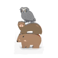 Jouets en bois sur le thème des animaux de la forêt, ensemble de jouets artisanaux, décorations d'animaux de la forêt