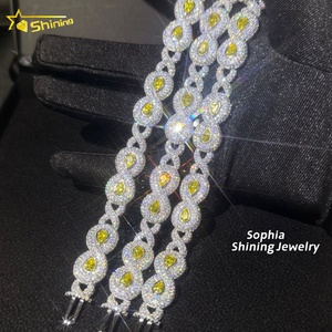 Nieuwkomers 13Mm Mode Kanarie Gele Diamant Hiphop Iced Out Moissanite Infinity Design Cubaanse Link Armband Voor Heren - Product Image 3