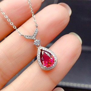 Collana con Pendente a Goccia Rossa per Donne, Catena a V per Clavicola, Gioiello Elegante e alla Moda per Uso Quotidiano, Regalo - Product Image 1