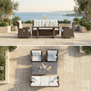 Aluminum Frame Outdoor Rattan Sofa Set with Adjustable Backrest <strong>Reclining</strong> Chairs Patio <strong>Garden</strong> <strong>Furniture</strong> - Product Image 5