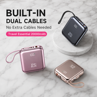 Chargeur portable super rapide PD 22,5 W avec câble intégré bidirectionnel, batterie Li-polymère 20000 mAh, affichage numérique, batterie externe universelle