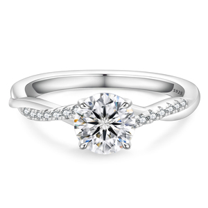 Anillo de Compromiso y Boda para Mujer con Diamante Moissanite Redondo de 1 Quilate, Plata de Ley 925, Chapado en Oro Blanco, VVS, Solitario - Product Image 1