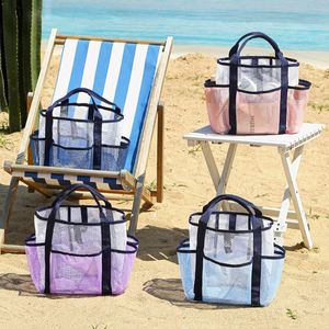 Summer Mesh Beach <b>Bag</b> Travel Portable Tote <b>Bags</b> Makeup Cosmetic <b>Sunscreen</b> and Skincare Storage <b>Bag</b> for Swimming Accessory - Product Image 1