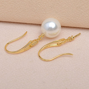 Boucles d'oreilles à crochet en argent S925 pour femme, grandes, avec perle de 7 à 15 mm, longues, accessoires de bricolage, plateau vide, tendance, 1220, apprêts et composants de bijoux - Product Image 2