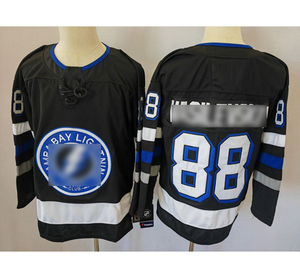 Maillot de hockey sur glace personnalisé, bleu, blanc, noir, avec emblème éclair, col en V, sublimation, polyester cousu, pour hommes et femmes - Product Image 2