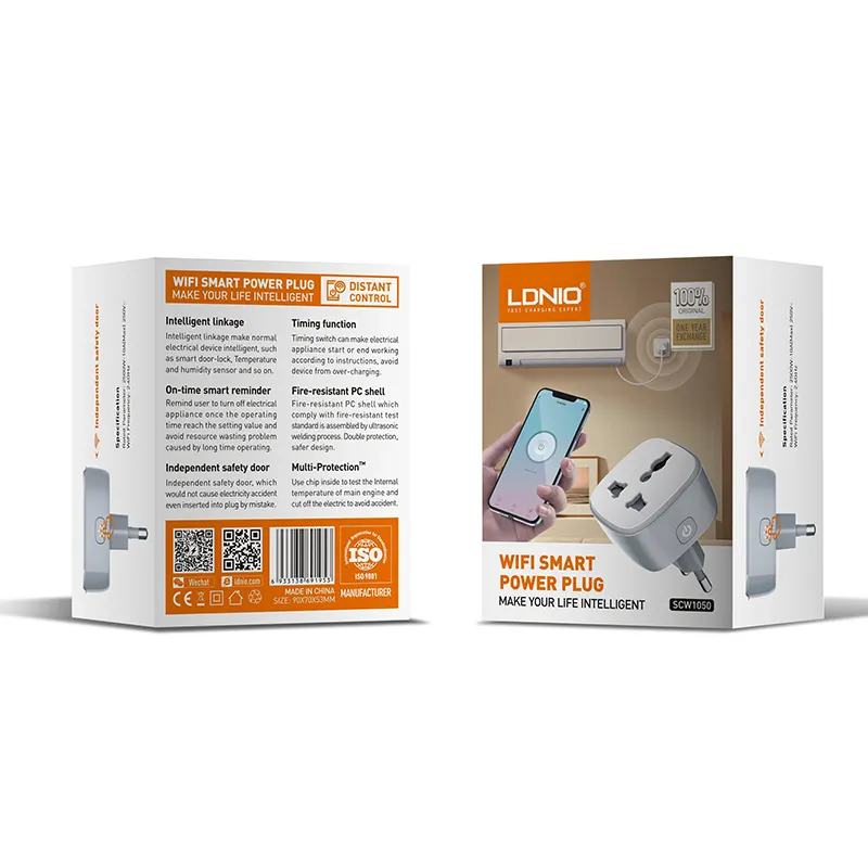 LDNIO UK EU Tuya Home Wifi Smart Electrical Plug with Socket Customized Logo Brand Wall Socket Amazon Alexa Google Plug