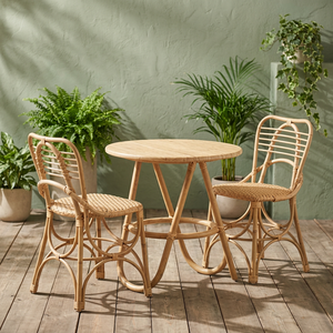 Rattan Children's <b>Table</b> Chair Set Round Slat Back Tropical Style Outdoor Durable Eco-Friendly - Product Image 3