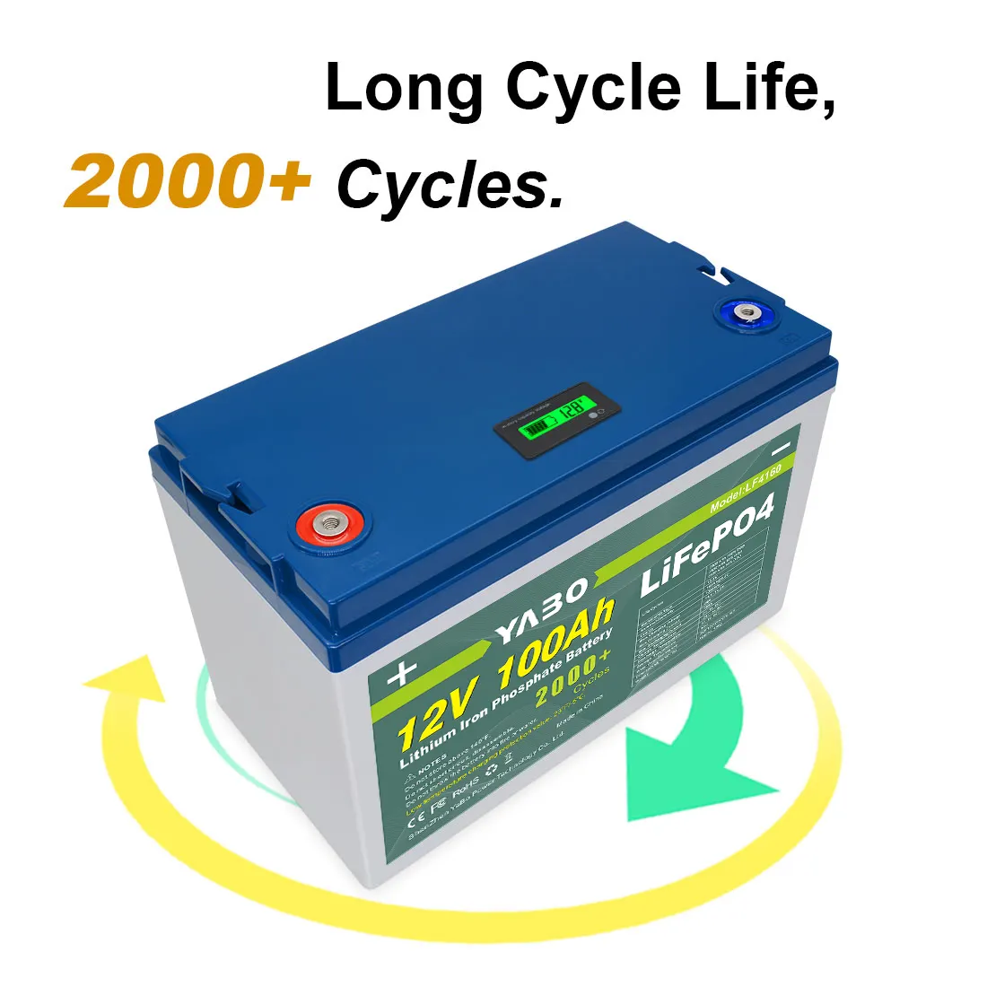 Batería YABO LiFePO4 12V 24V 36V 48V 24Ah 36Ah 50Ah 60Ah 100Ah 150Ah 200Ah 300Ah Batería de iones de litio de ciclo profundo 12V