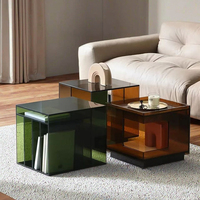 Table basse en acrylique design simple et moderne avec panneau en bois pour le salon et la chambre à coucher-comprend un porte-revues pour les meubles de maison