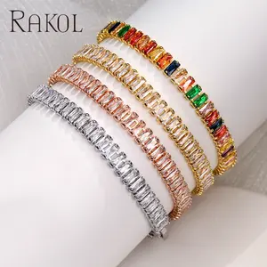 RAKOL BP5113 18k gold plated chain cuff bracelet tennis bracelet cubic zirconia diamonds crystal bangle bracelet