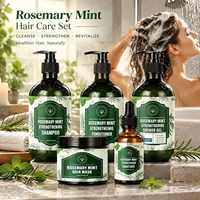 Ensemble de soins capillaires et corporels fortifiants à la menthe et au romarin, combo 5 pièces, soin du cuir chevelu, shampoing, après-shampoing, OEM, ODM, étiquette privée