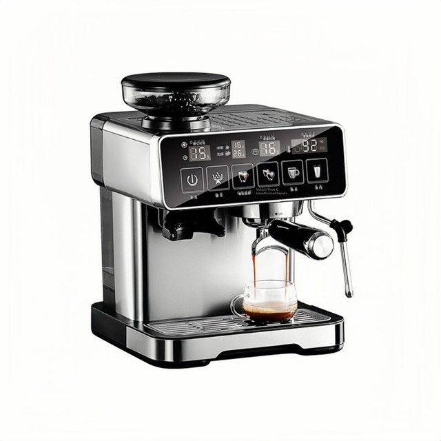 American-Italian Semi-automatic Electric Coffee Machine Integrated Grinder Programmable Color Touch Screen Stainless Steel