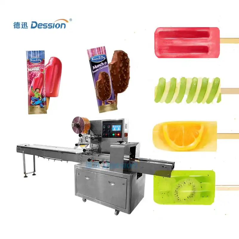 Automatische Flow Ijs Bar Verpakking Machine Ice Lolly Stok Ijs Popsicle Kussen Verpakkingsmachine