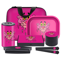 Cadeau de noël 6 pièces ensemble de fumer avec sacs en PU emballage Manuel Cigarette Machine plateau roulant broyeur personnalisé Kit de fumer