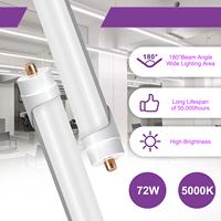 OEM ODM 5000K 6000K Lente esmerilada de doble fila Led T8 Tubo 72W 9000lm Fa8 Pin único 8 pies Bombillas LED