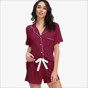 Conjuntos de Pijamas de 2 Piezas para Mujer, 100% Algodón, Suaves y Transpirables, Color y Estampado Personalizables, para Usar en Todas las Temporadas, Venta al Por Mayor - Product Image 1