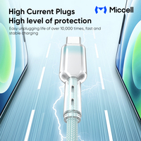 Miccell téléphone portable universel charge rapide type-c câble en Nylon tressé dégradé de couleur Transparent USB 2.0 pour écouteur Mobile
