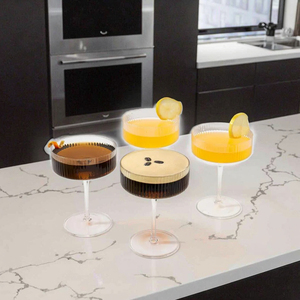 Copas de cóctel de vástago largo acanaladas de plástico para PC de 10oz, copas de vino Martini y Margarita para Bar, fiestas de boda - Product Image 1