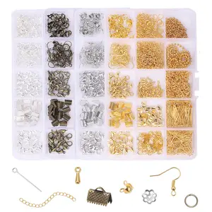 Kit d'accessoires de fabrication de boucles d'oreilles bricolage crochets de fermoir homard en argent doré crochets de boucle d'oreille étendre accessoires de chaîne