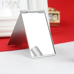 Portable Mini <b>Compact</b> Pocket Mirror Stainless Steel Folding <b>Makeup</b> Vanity Tool Hand Standing Looking Glass Cosmetics Tool - Product Image 1