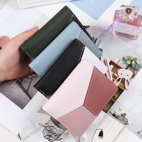 Dompet Wanita Kulit PU Baru dengan Resleting, Kantong Koin, Rumbai, Warna Kontras, Modis, Pink, Dompet Pendek Murah, Produk Baru