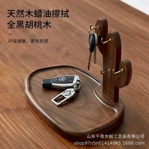 Wooden Cactus Shape Desk Organizer With Hooks For Keys And Small Items Desktop Storage Rack - Product Image 2