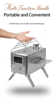 Poêle à bois portable en acier inoxydable, léger, pour pique-nique en plein air et chauffage BBQ