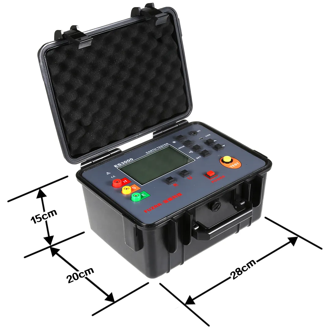 FUZRRES3000-Medidor de resistencia a la tierra, medidor digital de carga de datos USB, frecuencia de voltaje de interferencia, medidor de resistencia a tierra de tres cables