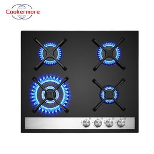 Table de cuisson à gaz encastrable 4 brûleurs avec brûleur <span class=keywords><strong>wok</strong></span> 60 cm noir 8000W pour usage extérieur et hôtelier - Product Image 3
