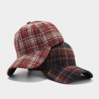 Casquette de baseball vintage à carreaux pour l'automne et l'hiver, unisexe, décontractée, chaude, style confortable pour hommes et femmes, tendance
