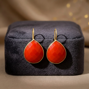 Silver Handmade Gold Plated Gemstone Drop Earrings Boho Trendy Gift Fashion - Product Image 3
