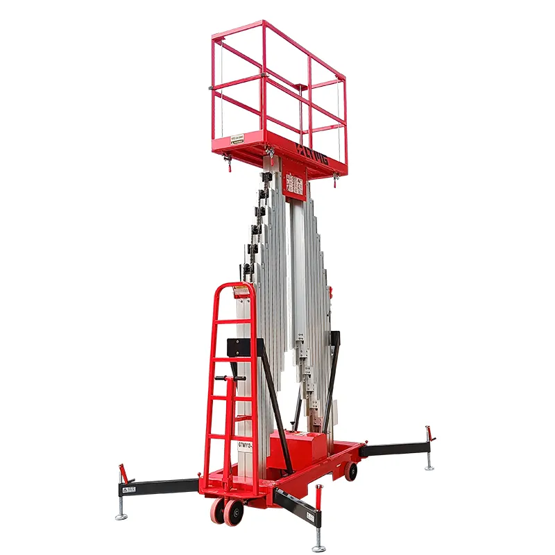 Ltmg Oem 12 M Aluminium Man Lift Hoogwerker Werkplatform Met Dubbele Mast