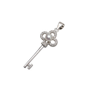 Pendentif clé en argent S925 avec 5-6 perles, accessoire de coiffure personnalisé pour femme, plateau d'accessoires DIY semi-fini, collier tendance 701 - Product Image 5