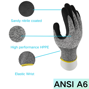 Guantes Resistentes a Pinchazos y Cortes, Tallas S/M/L/XL/2XL, Recubiertos de Nitrilo, Nivel de Protección A6 para Uso Automotriz, Gris Moteado, Resistentes a la Abrasión - Product Image 6