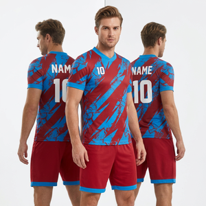 ชุดเสื้อฟุตบอลแบบซับลิเมชั่นสั่งทำพิเศษสำหรับผู้ชาย สีน้ำเงิน แขนสั้น โพลีเอสเตอร์ 100% ระบายเหงื่อได้ดี ทรงแอธเลติก ป้องกันรังสียูวี ระบายอากาศได้ดี แห้งเร็ว - Product Image 4