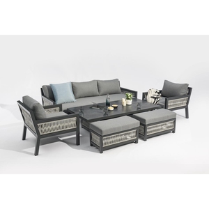 Divano <span class=keywords><strong>in</strong></span> vimini da giardino esterno AUDU lusso <span class=keywords><strong>in</strong></span> alluminio grigio rattan set da pranzo da esterno <span class=keywords><strong>in</strong></span> alluminio 9 posti con tavolino da caffè - Product Image 2