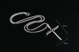 Цепочка мужская из титановой стали, кулон с крестом для ногтей, цепочка под золото в стиле хип-хоп, 22 дюйма