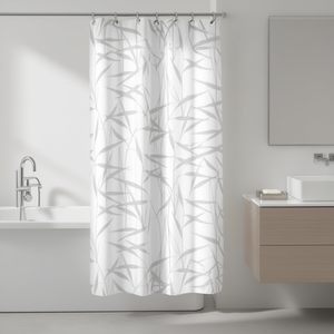 Cortina de Ducha de Tela Lago, 120x200 cm, Diseño de Bambú, Decoración para Baño - Product Image 3