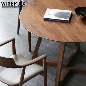 WISEAMX FURNITURE Table à manger en bois simple et moderne de style nordique, mobilier de salle à manger pour restaurant, pour 6 ou 8 personnes, table ronde - Product Image 4