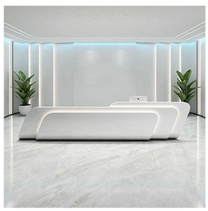 Mostrador de servicio de madera con luz LED para muebles comerciales CR106, para sala de exposiciones, salón, boutique, área de registro de hotel - Product Image 6