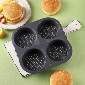 Befair 2023 Nuevo Diseño Molde para Hornear Ecológico de 4 Cavidades Negro Herramientas para Hornear DIY Molde para <span class=keywords><strong>Pan</strong></span> y Hamburguesas - Product Image 1