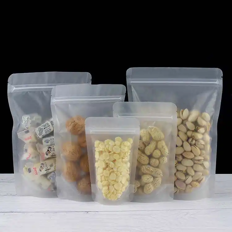 Promosi murah berdiri ritsleting kantong plastik Sachet bumbu permen cabai kacang kemasan makanan transparan tas
