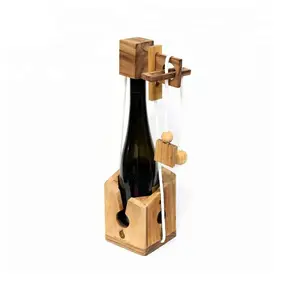 Game Bottle Puzzle For Brain Teaser Adults Fun Wooden Wine Box