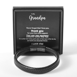 Pulsera Magnética de Acero Inoxidable y Cuero, Hecha a Mano, Tejida, Regalo para Hombre, Joyería Grabada, Origen Yiwu - Product Image 1