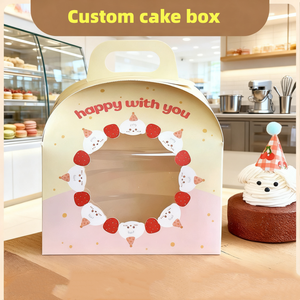 Tùy Chỉnh In Logo Bánh Hộp Cấp Thực Phẩm Donut Các Tông Màu Trắng Với Cửa Sổ Với Xử Lý Cửa Sổ Hộp Bao Bì Thực Phẩm Hộp - Product Image 3