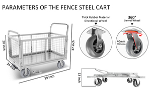 <span class=keywords><strong>Chariot</strong></span> à plateforme avec cage 4 en 1, <span class=keywords><strong>chariot</strong></span> à plateau pliable, <span class=keywords><strong>chariot</strong></span> à pousser robuste, <span class=keywords><strong>chariot</strong></span> à roulettes - Product Image 6